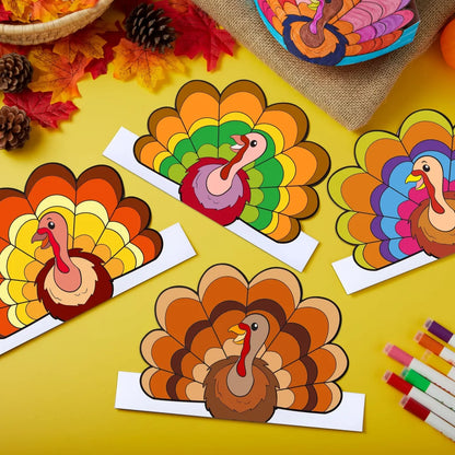 24Pcs Thanksgiving Coloring Headbands