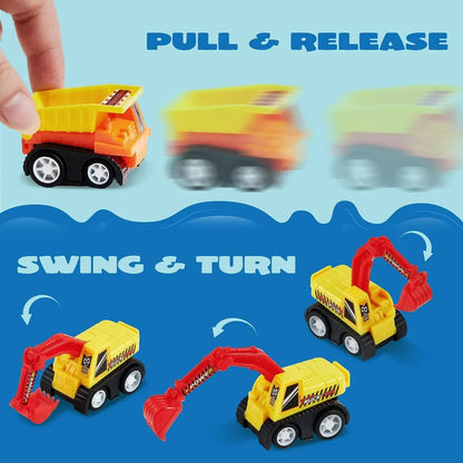 12Pcs Pull Back Cars Set Mini Construction Engineering Vehicle for Toddlers