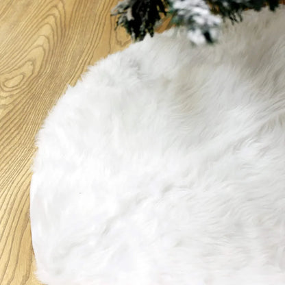 Faux White Fur Christmas Tree Skirt 48in