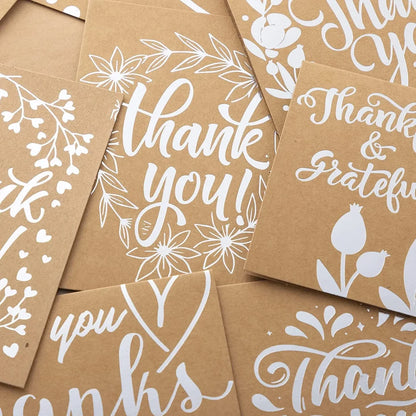 72Pcs Silver Foil Kraft Paper Thank You Card