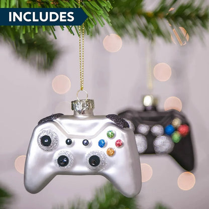 2pcs Christmas Glass Game Controller Ornament