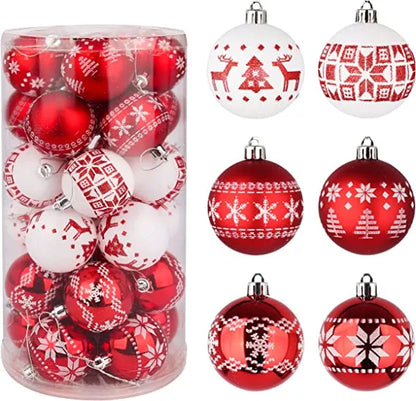 30pcs Red and White Christmas Ball Ornaments