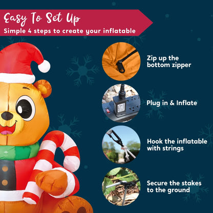 5ft LED Christmas Inflatable Teddy Bear