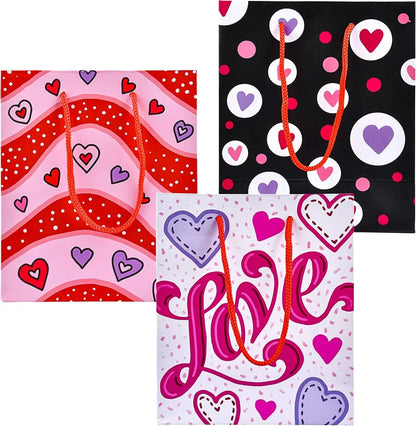 12Pcs Paper Gift Bags with Filing Paper for Valentines Day