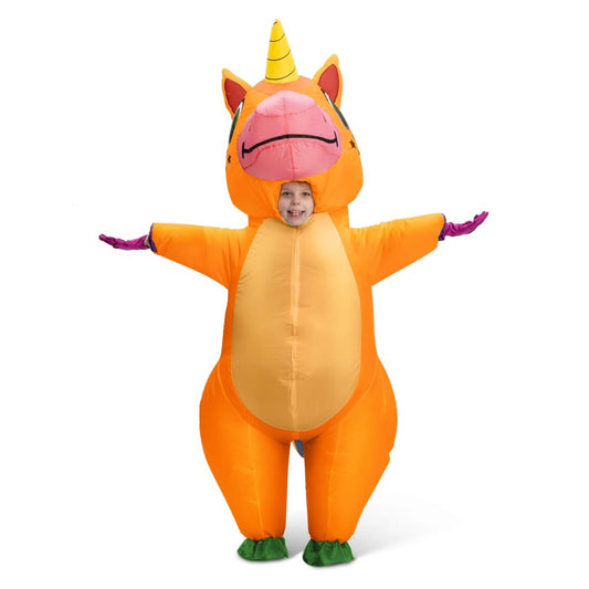 Inflatable Full Body Orange Unicorn Halloween Costume