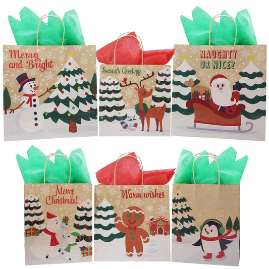 24pcs Christmas Kraft Goodie Bags