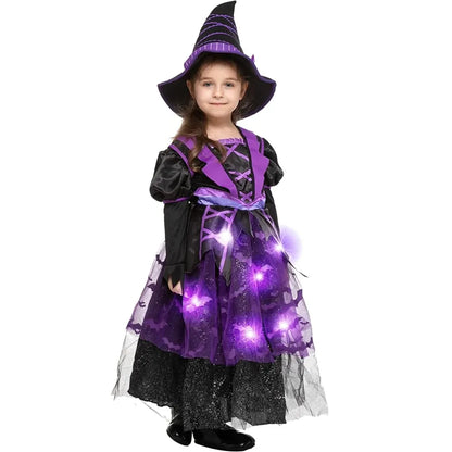 Girls Purple and Black Witch Halloween Costume