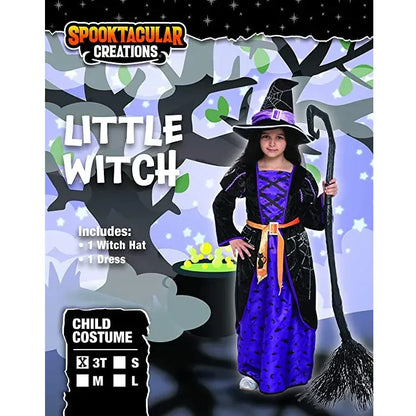 Girls Purple and Orange Witch Halloween Costume