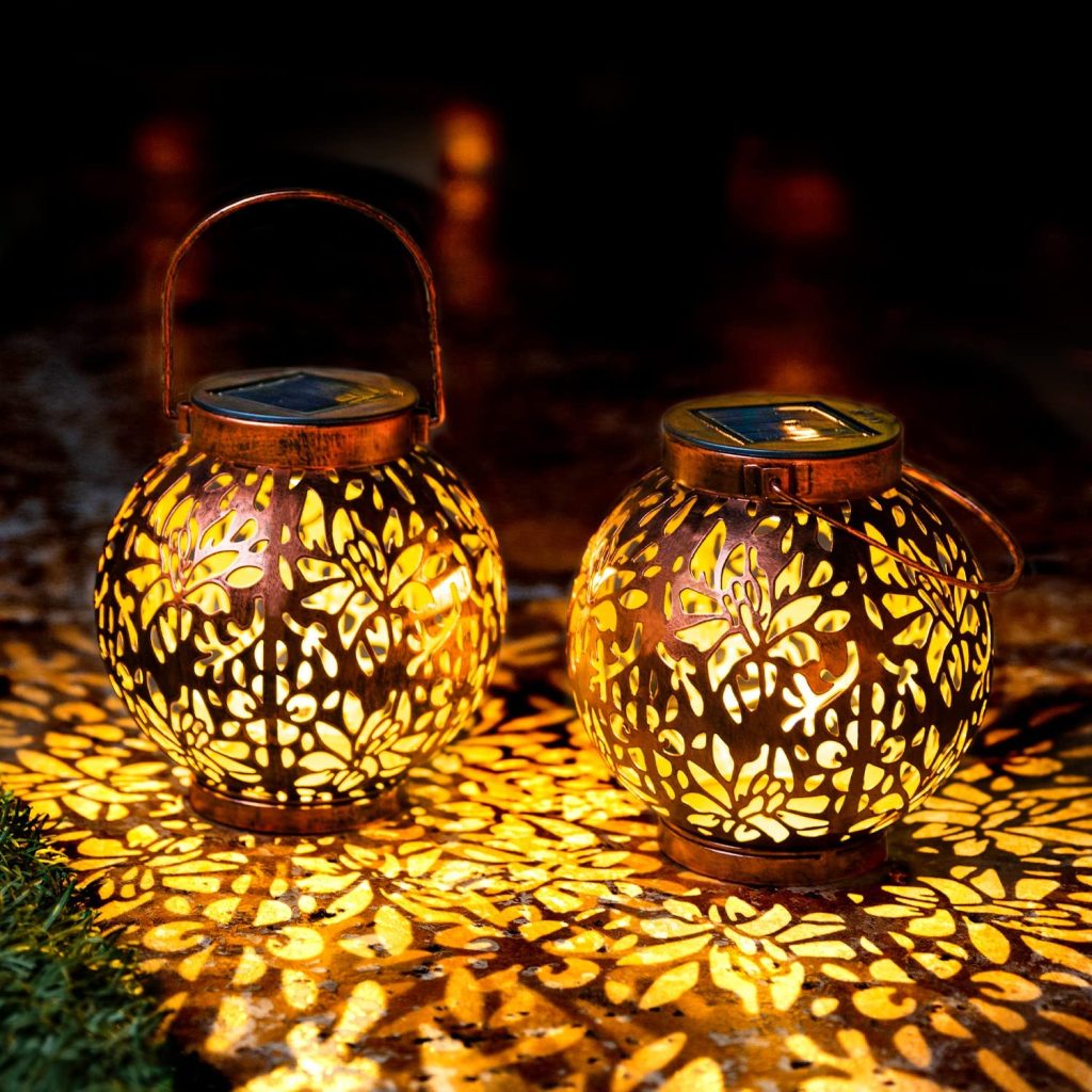 2 Pack Outdoor Solar Hanging Lantern Lights