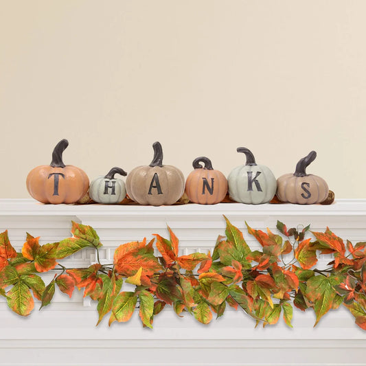 6Pcs Thanks Pumpkin Decoration Set