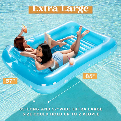 Sloosh-XL Inflatable Tanning Pool Lounge Float, 85″ x 57″ More Large Sun Tan Tub Adult Pool Floats Raft