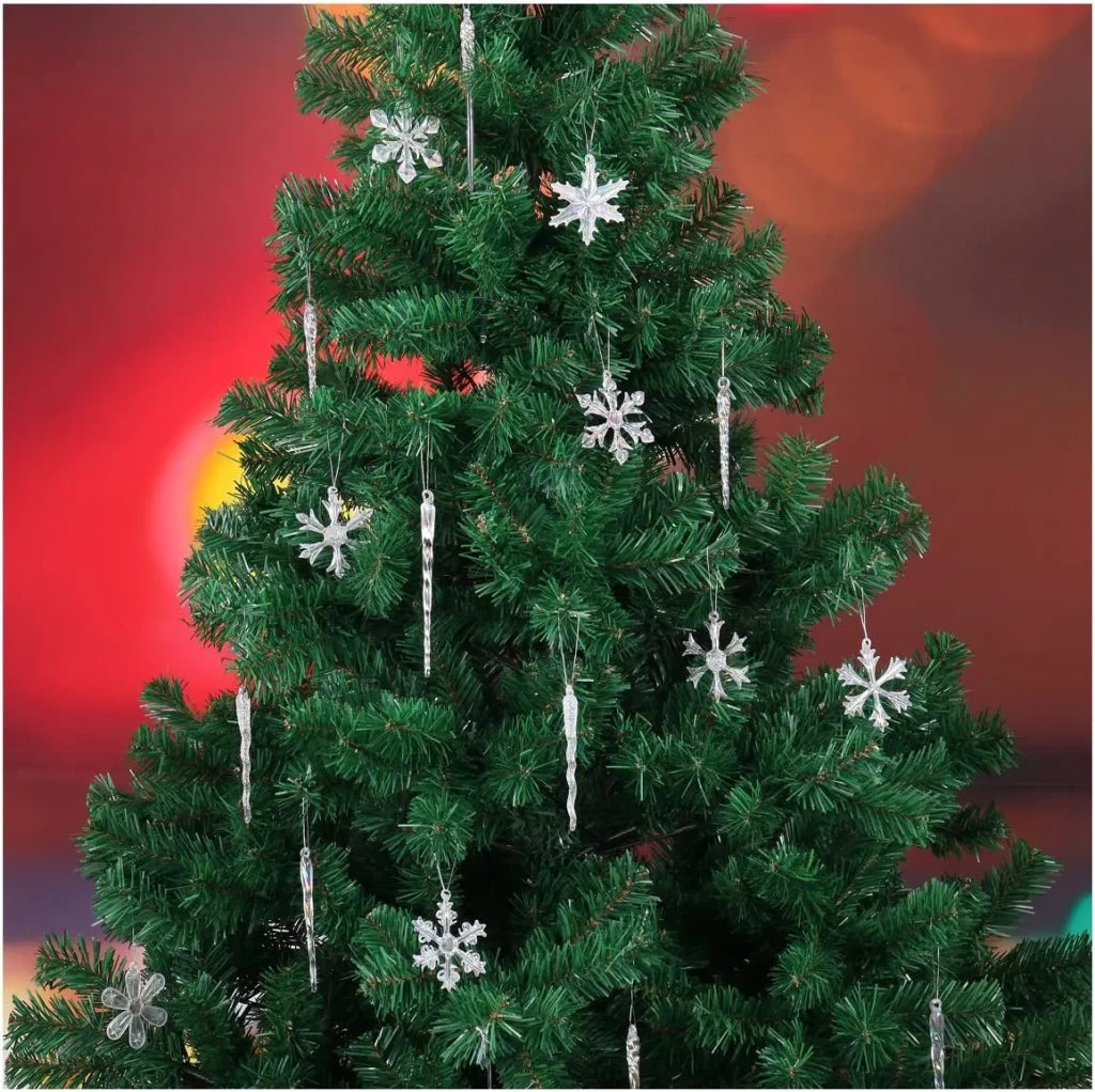 28pcs Glass Snowflake and Icicle Christmas Ornaments