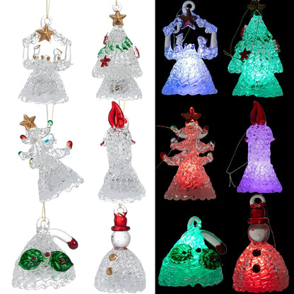 6pcs Lighted Christmas Glass Ornaments