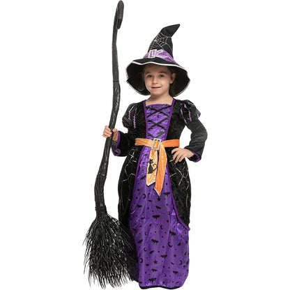 Girls Purple and Orange Witch Halloween Costume