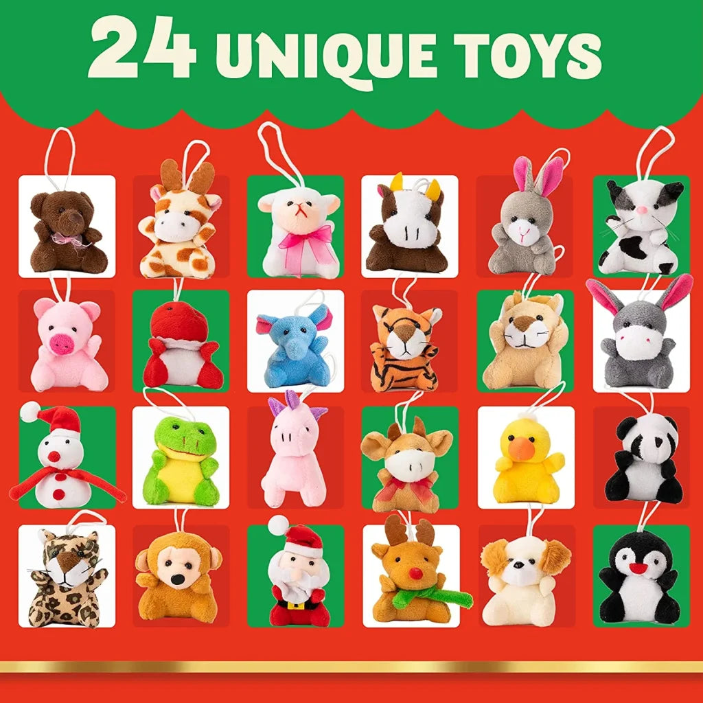 24 days Christmas Advent Calendar with Mini Animal Plush