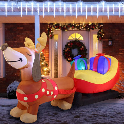 8ft Long Puppy Christmas Inflatable