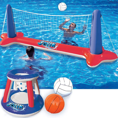 Inflatable Pool Float Set for Volleyball and Basketball