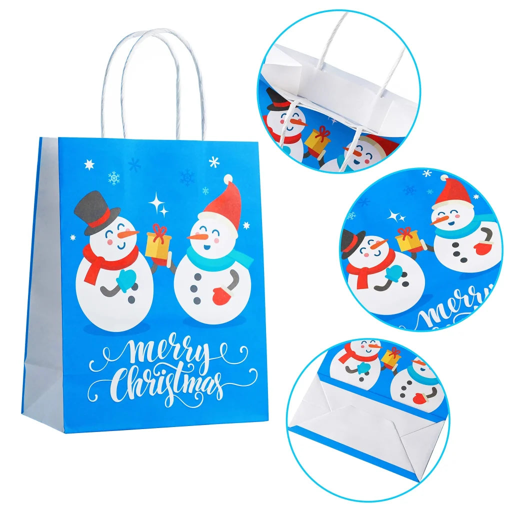 24pcs Paper Christmas Gift Bags With Handles