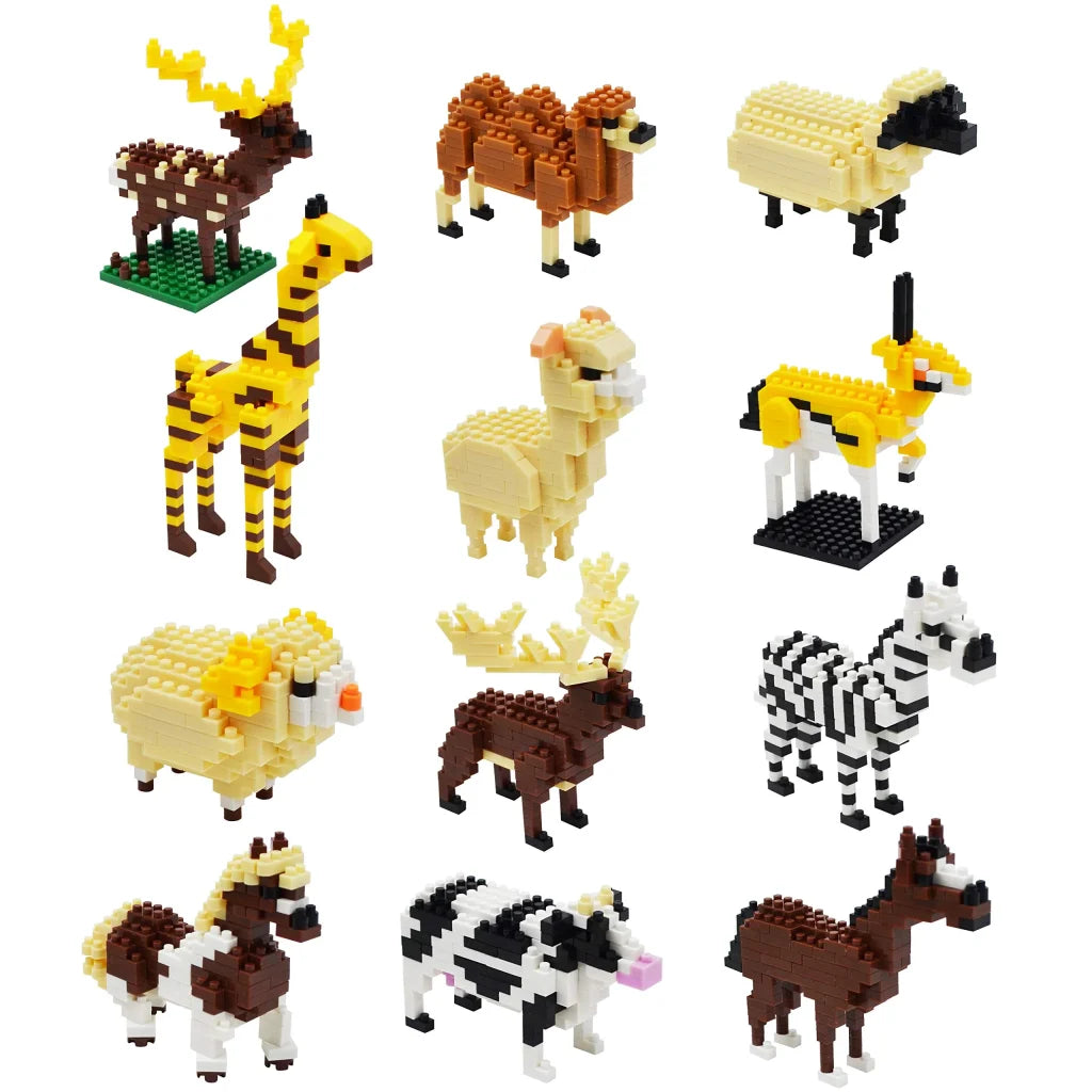 12Pcs Running Animal Building Blocks Prefilled Easter Eggs