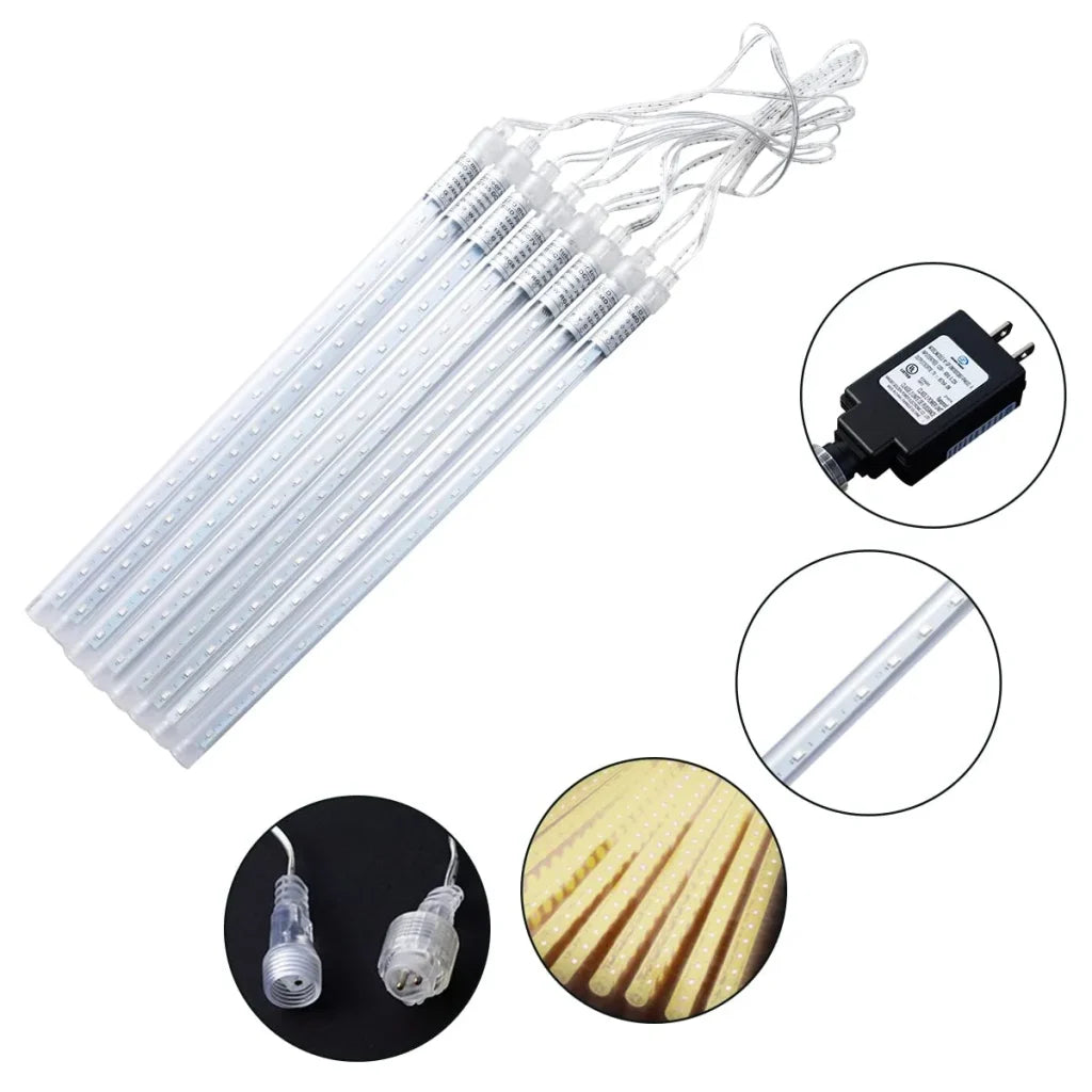 3x 8 tubes (12in) Christmas Meteor Shower Rain Lights, Warm White