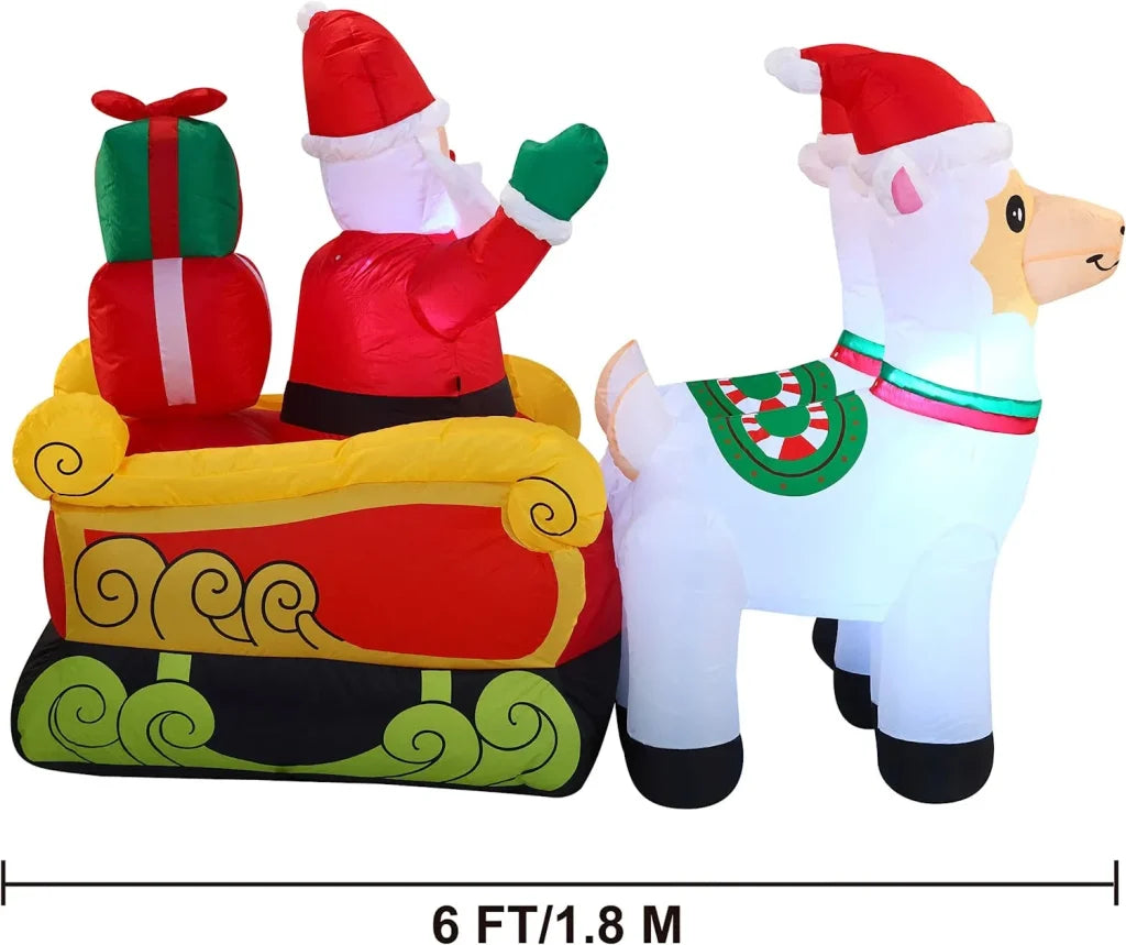 6ft LED Santa on Llama Sleigh Inflatable