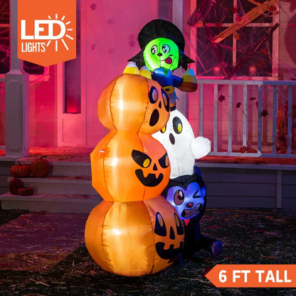 6ft LED Halloween Pumpkins with Stacked Characters