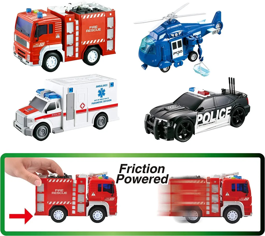 4pcs City Hero Emergency Vehicle Toys