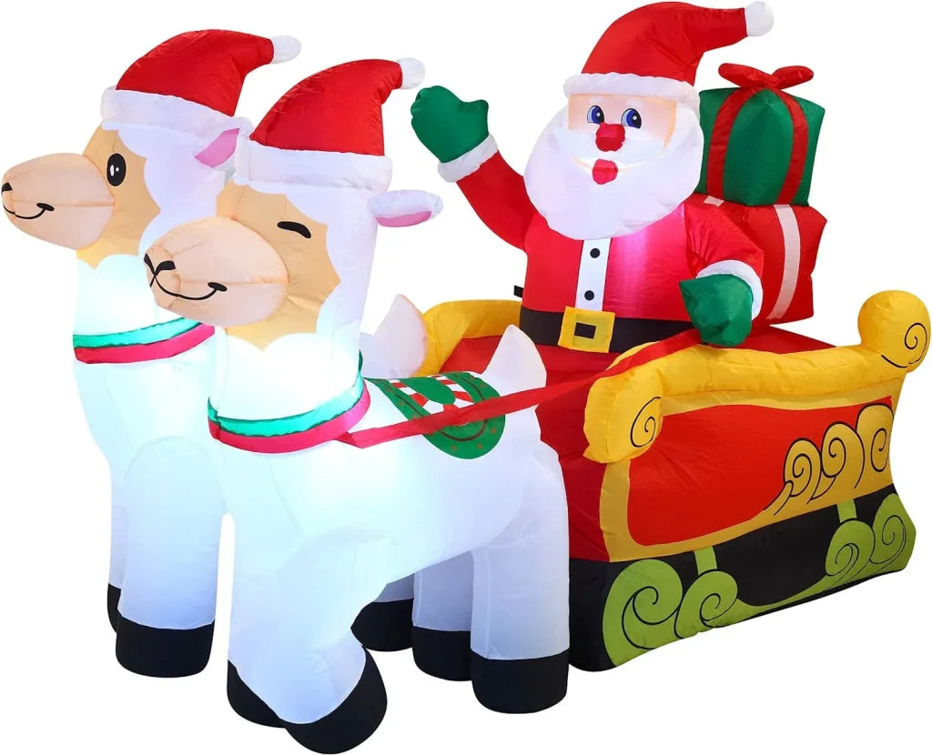 6ft LED Santa on Llama Sleigh Inflatable