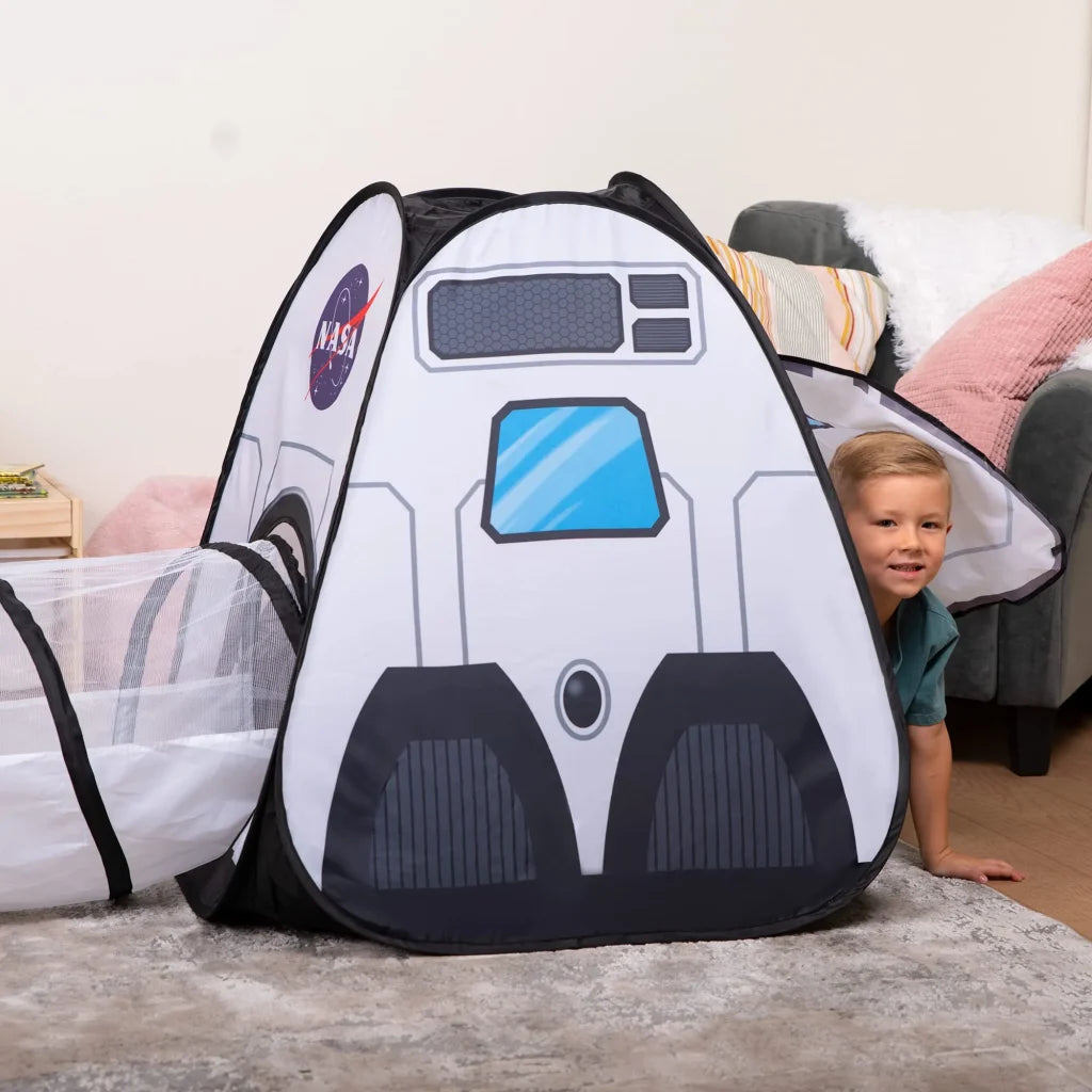 White Rocket Ship Pop Up Play Tent With Tunnel