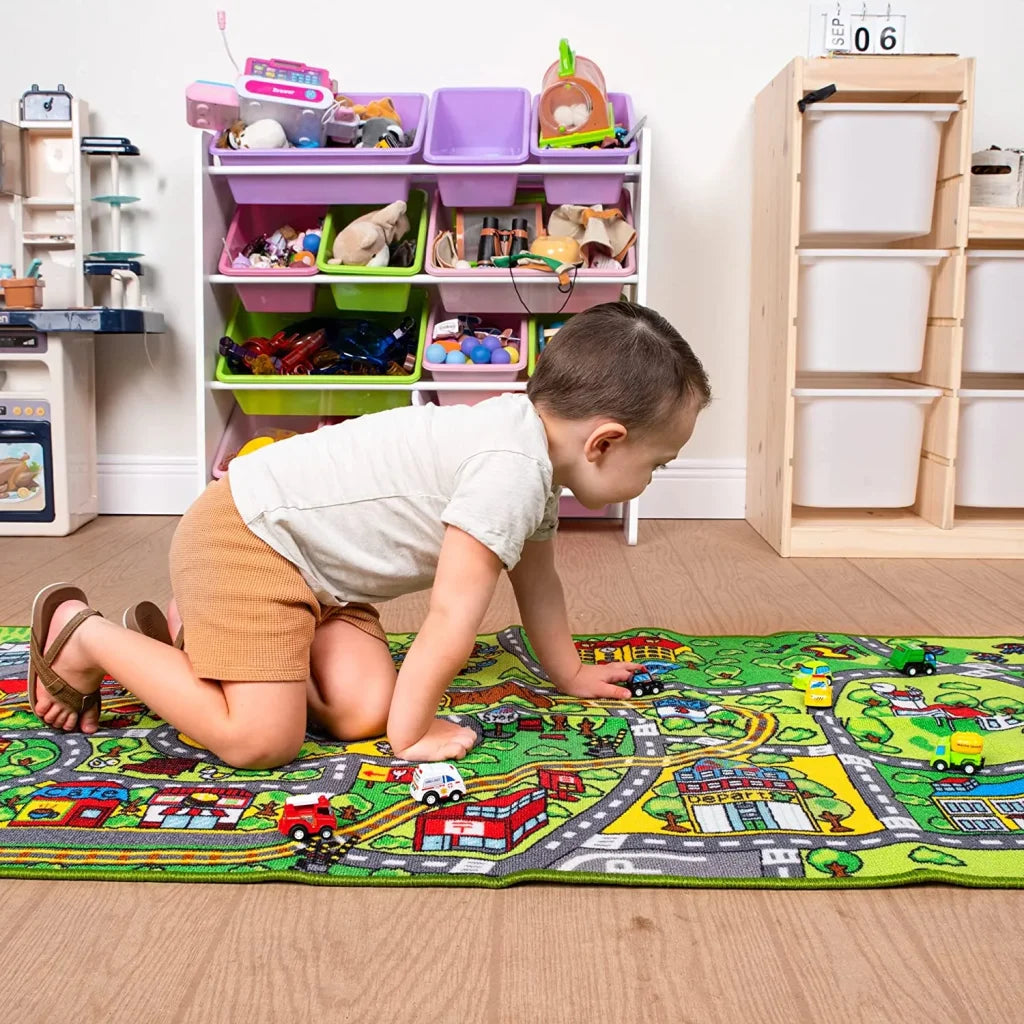 Carpet Playmat with 12 Pull-Back Vehicle Set 58.5in