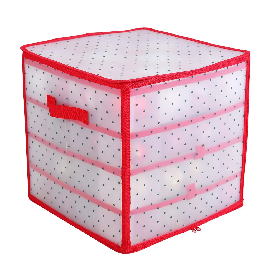 Red Plastic Ornament Storage Box