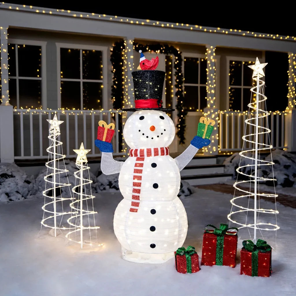 Collapsible LED Light up Snowman Decoration 5ft