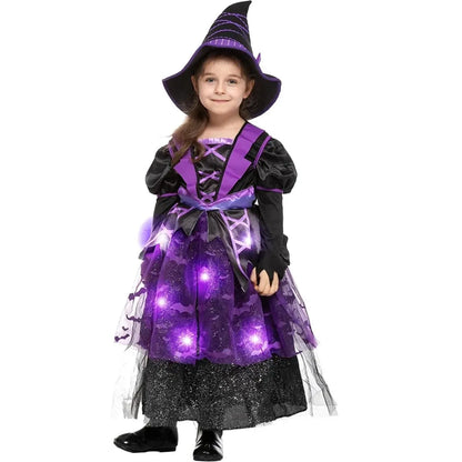 Girls Purple and Black Witch Halloween Costume