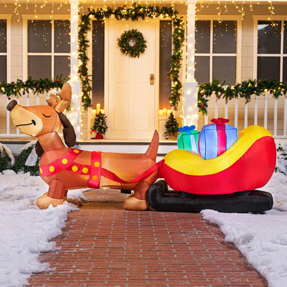 8ft Long Puppy Christmas Inflatable