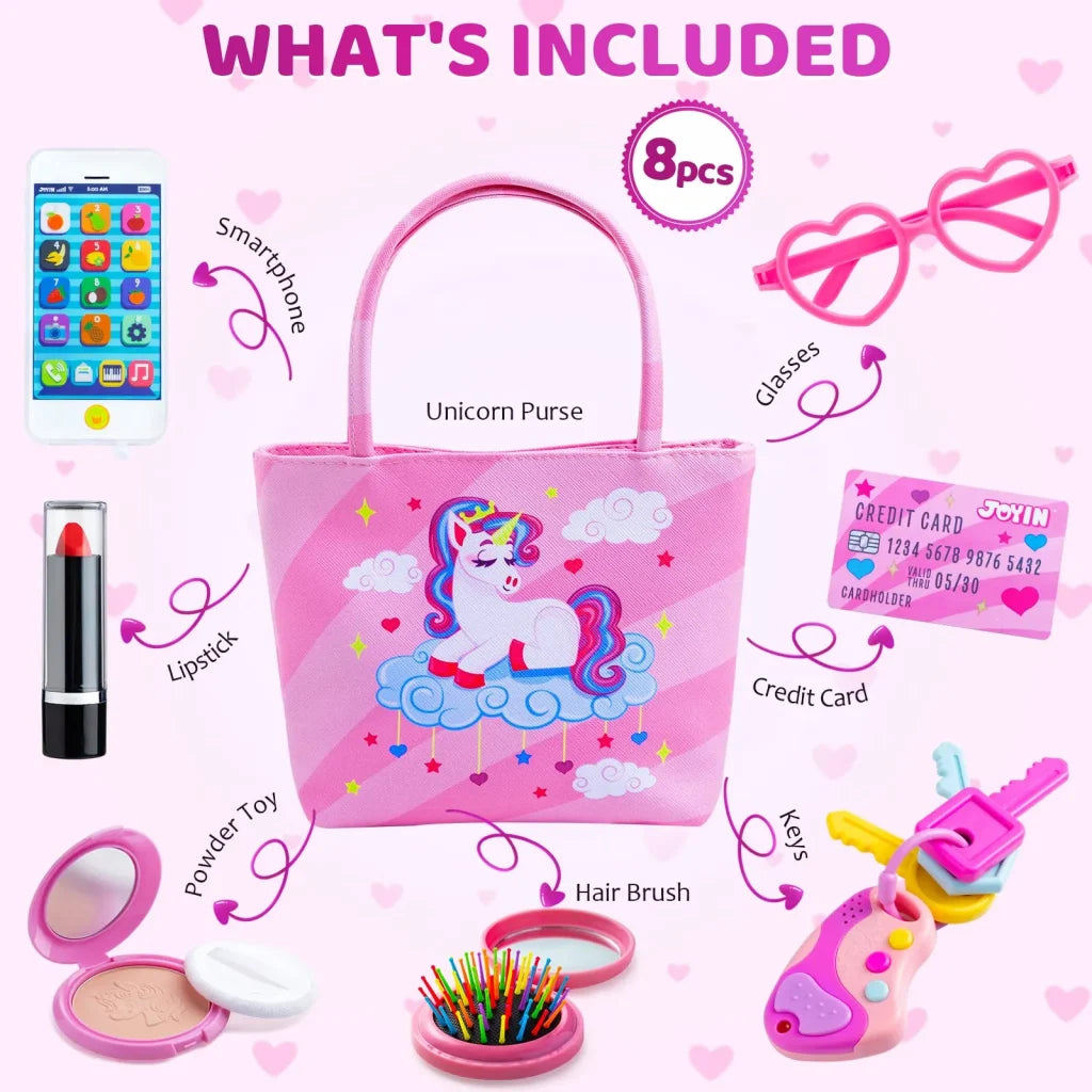 8Pcs Unicorn Purse Toy Set