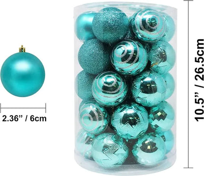 34pcs Teal Christmas Ball Ornaments