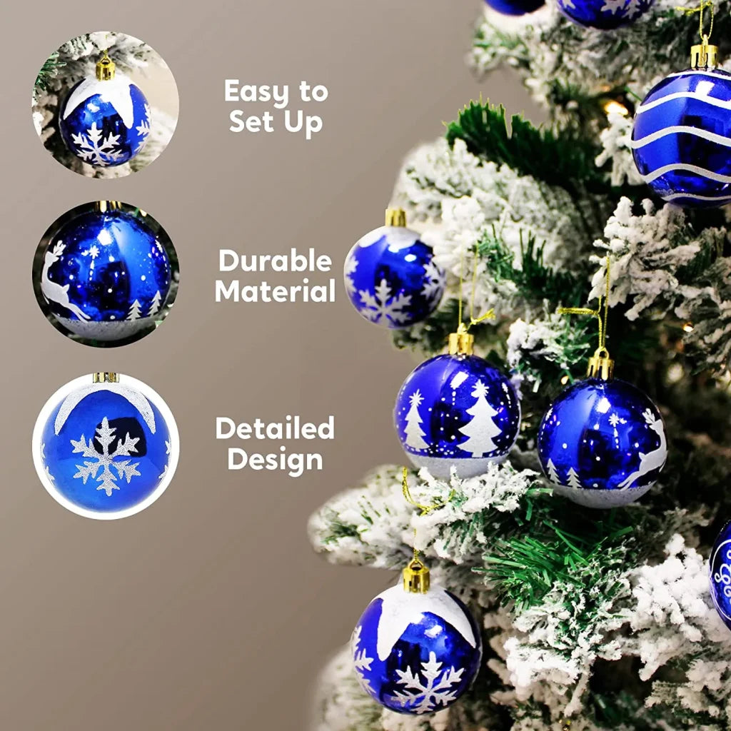 24pcs Blue and White Christmas Ball Ornaments