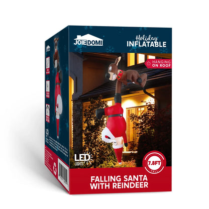 7.8ft Inflatable Reindeer and Santa Falling Christmas Hanging Decoration