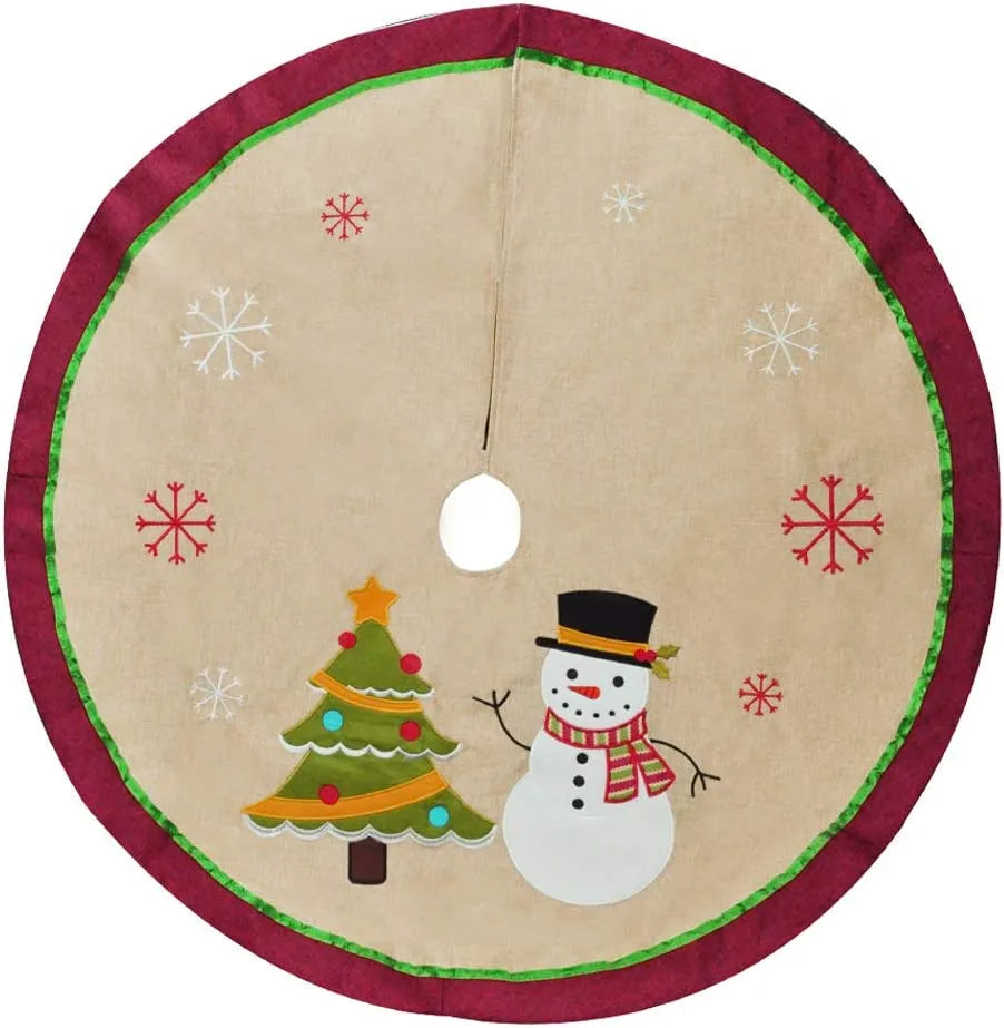 Santa Sleigh Burlap Christmas Tree Skirt 48in