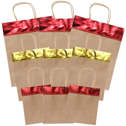 18pcs Red and Gold Christmas Kraft Gift Bags