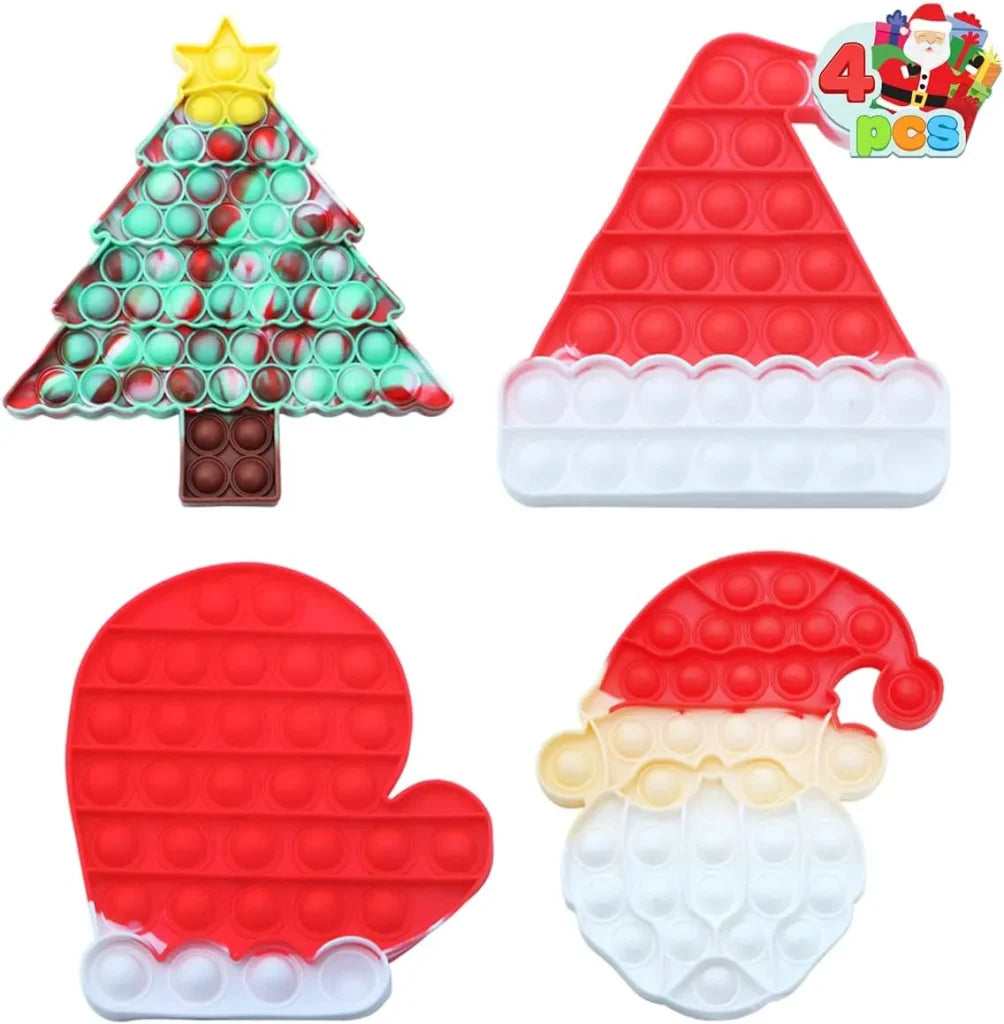 4pcs Christmas Silicone Bubble Pop Fidget Toy