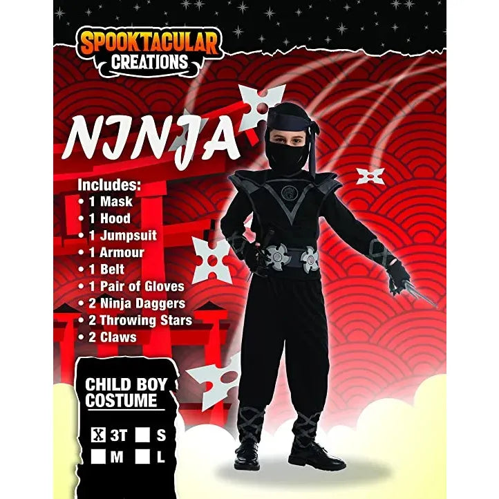 Kids Black Ninja Halloween Costume