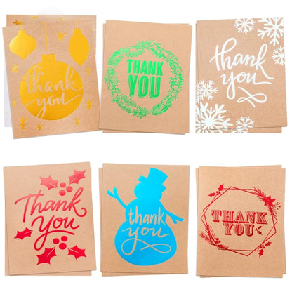 72pcs Kraft Christmas Thank You Cards With Envelopes