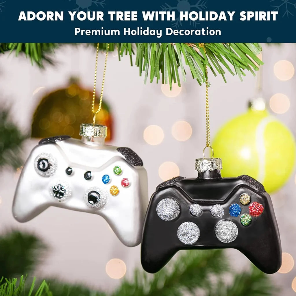 2pcs Christmas Glass Game Controller Ornament