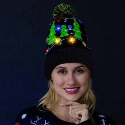 Adult Christmas LED Light Up Knit Cap Beanie