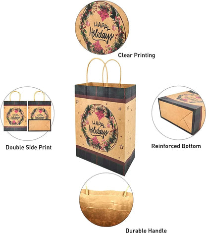 24pcs Vintage Style Kraft Paper Christmas Gift Bags