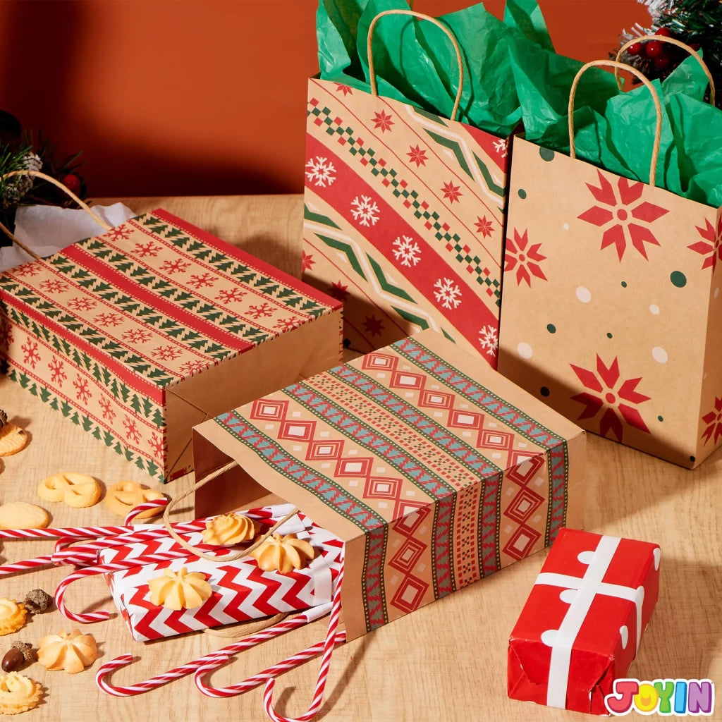 48 Christmas Kraft Gift Bags 7″ x 9″ x 3.5″