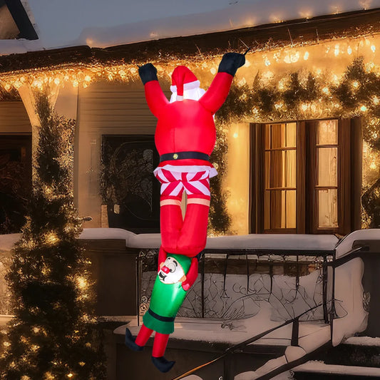 7.8ft Santa Descending with Elf Christmas Funny Inflatable Delight