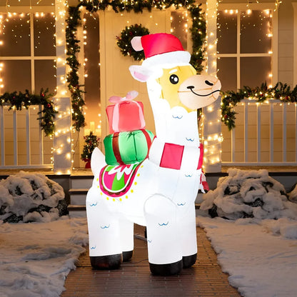 6ft Inflatable LED Christmas Llama with Gifts