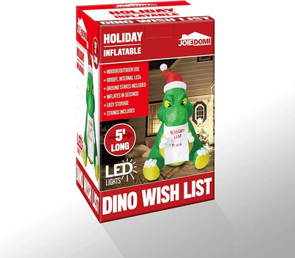 5ft Inflatable Sitting Dinosaur Christmas Decoration